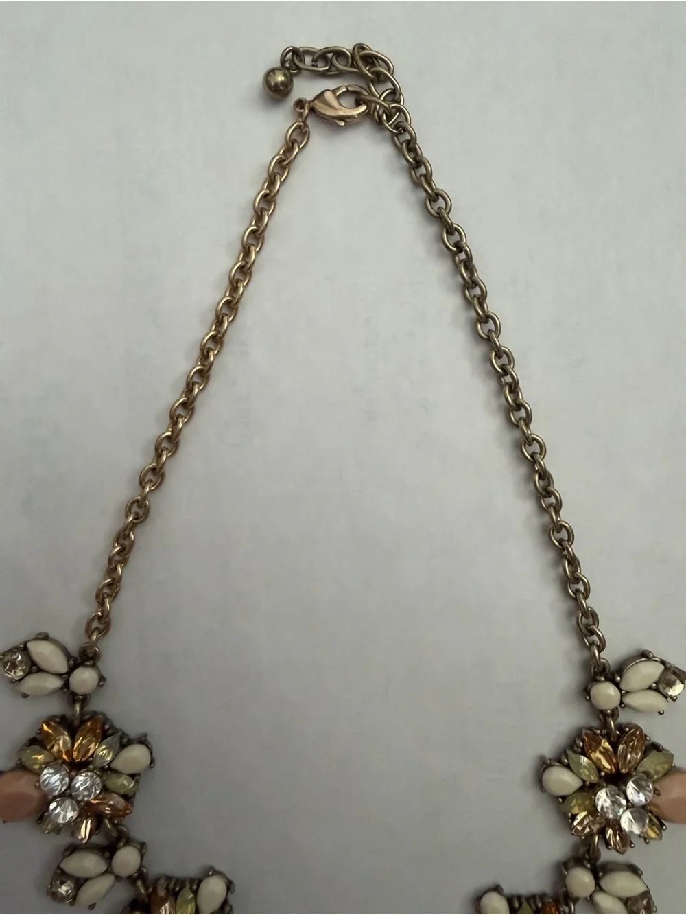 Statement Floral Cluster Necklace in Cream, Gold and Peach